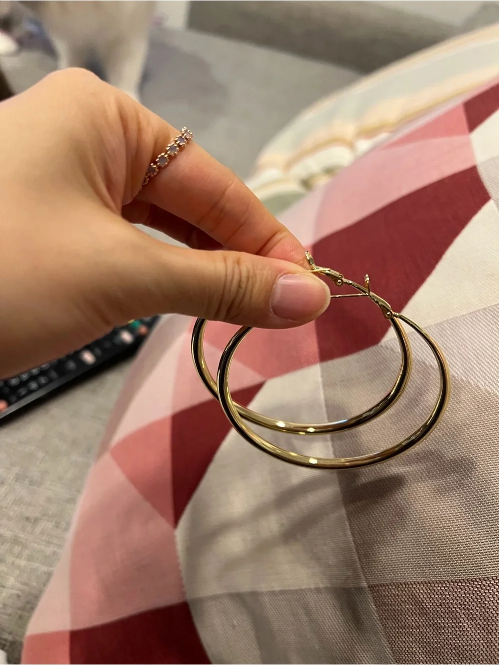 70mm gold-tone hoop earrings.